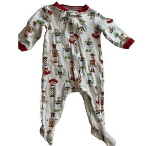 Disney Pixar Toy Story Nutcracker Holiday Zip Up Footie Sleeper 6/9M White Red